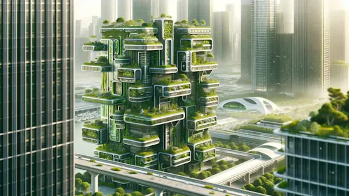 Illustration of a green, LEED-certified building representing USGBC's sustainable construction mission