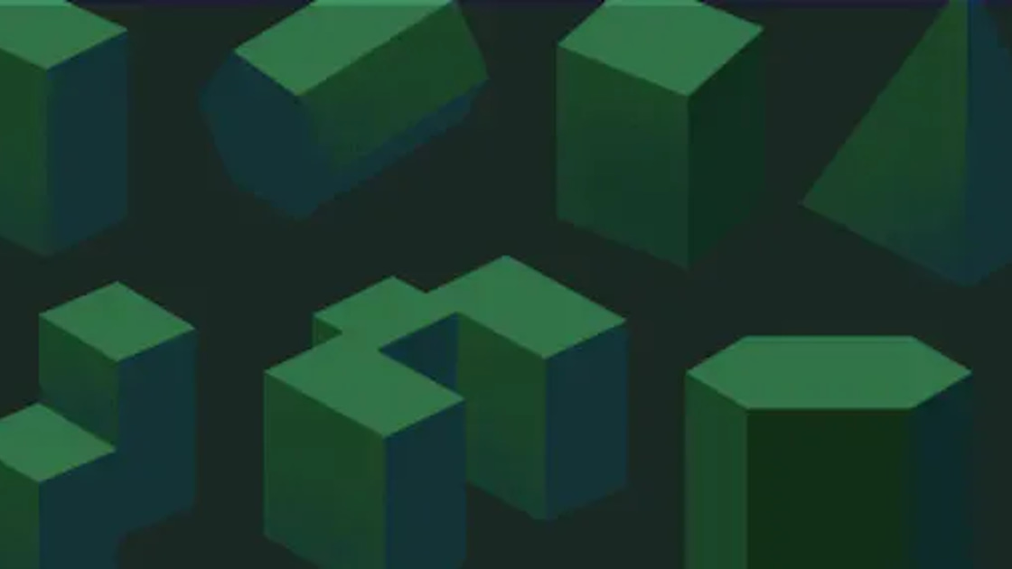 Stacked green 3D geometric blocks illustrating the layers of a technology stack.