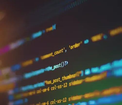 Close-up of colorful syntax-highlighted code on a screen